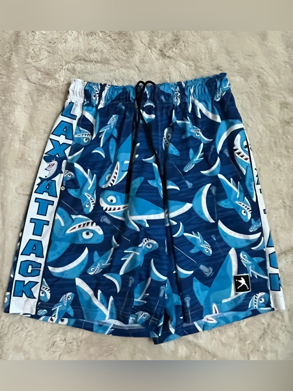 Blue Shark Print Athletic Shorts for Men
